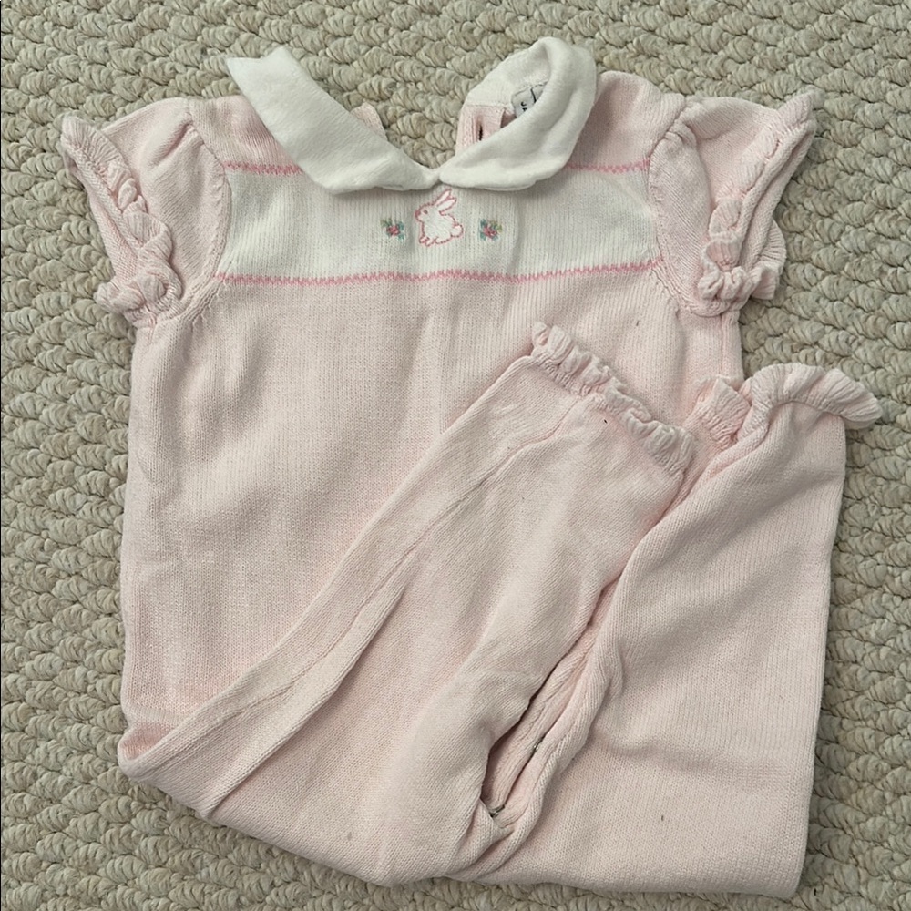 Adorable Pink Baby Sweater Bunny Onepiece